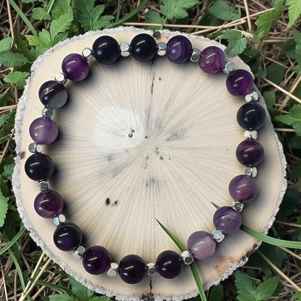 Armband -Lila Achat/Silver-
