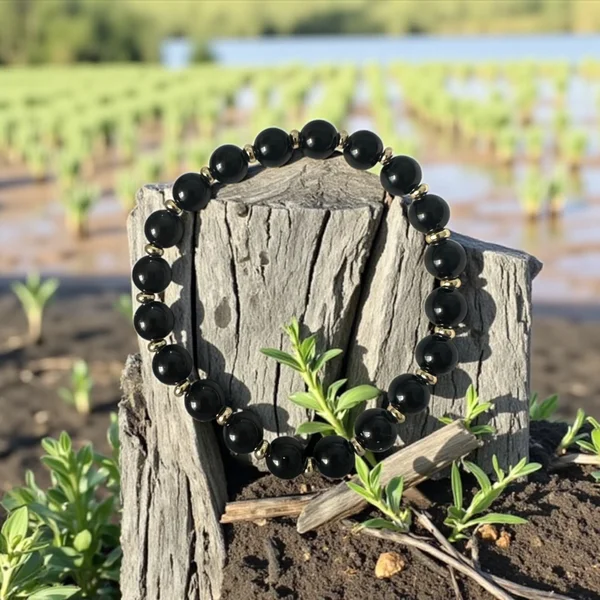 Armband -Obsidian/Gold-